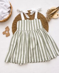 Vestido Infantil Listrado Alças De Amarrar