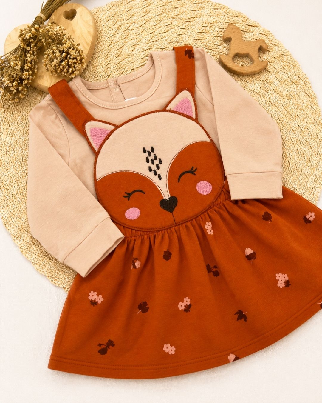 Conjunto Infantil Vestido Raposinha Com Blusa