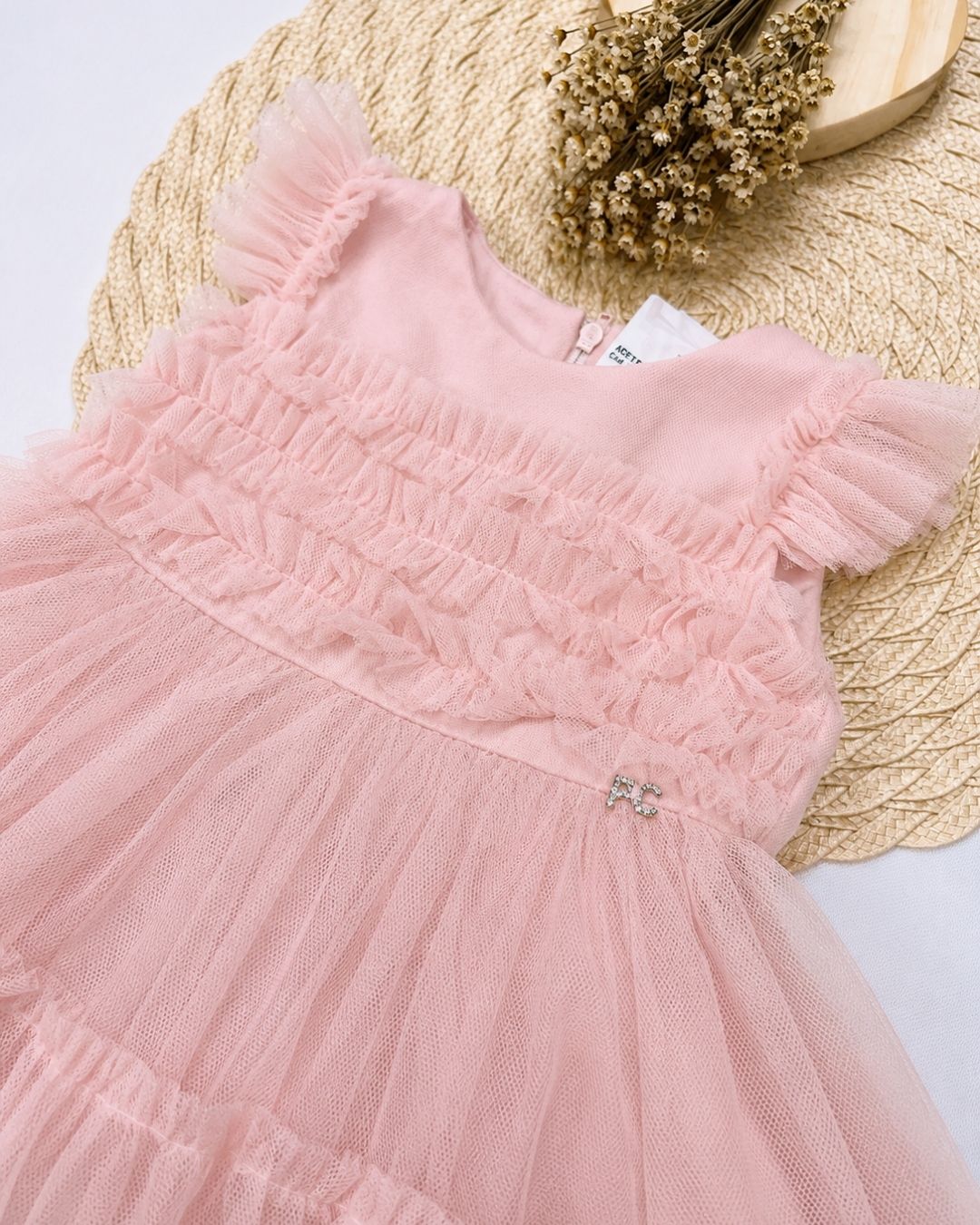 Vestido Infantil Tule Com Babados