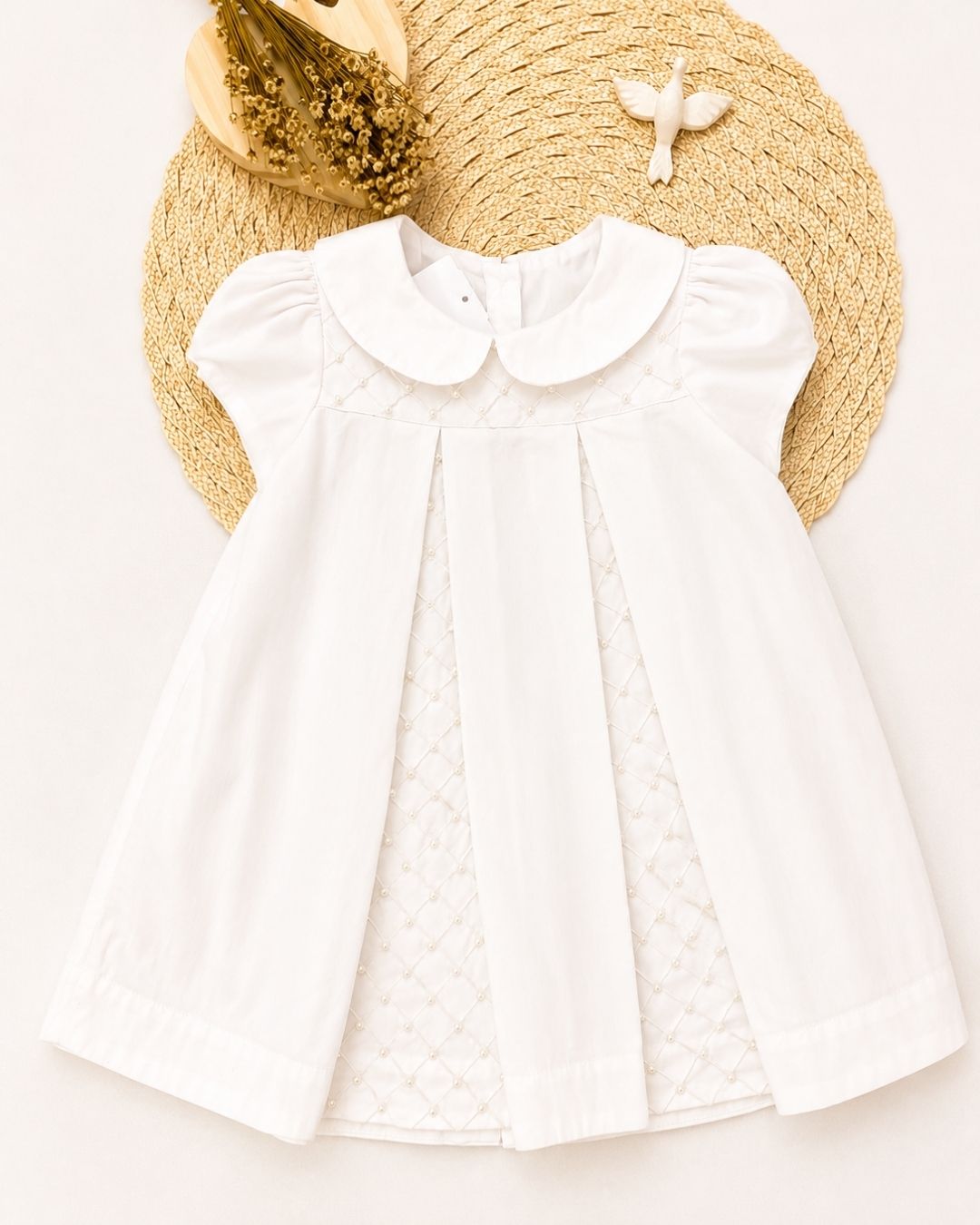 Vestido Infantil Peróla Com Gola Peter Pan