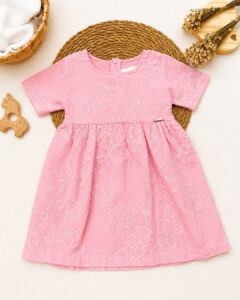 Vestido Infantil Floral Com Manga Curta