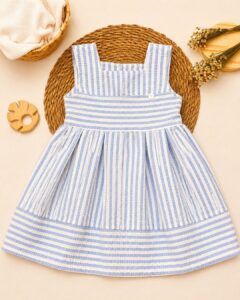 Vestido Infantil Listrado Com Alças Largas