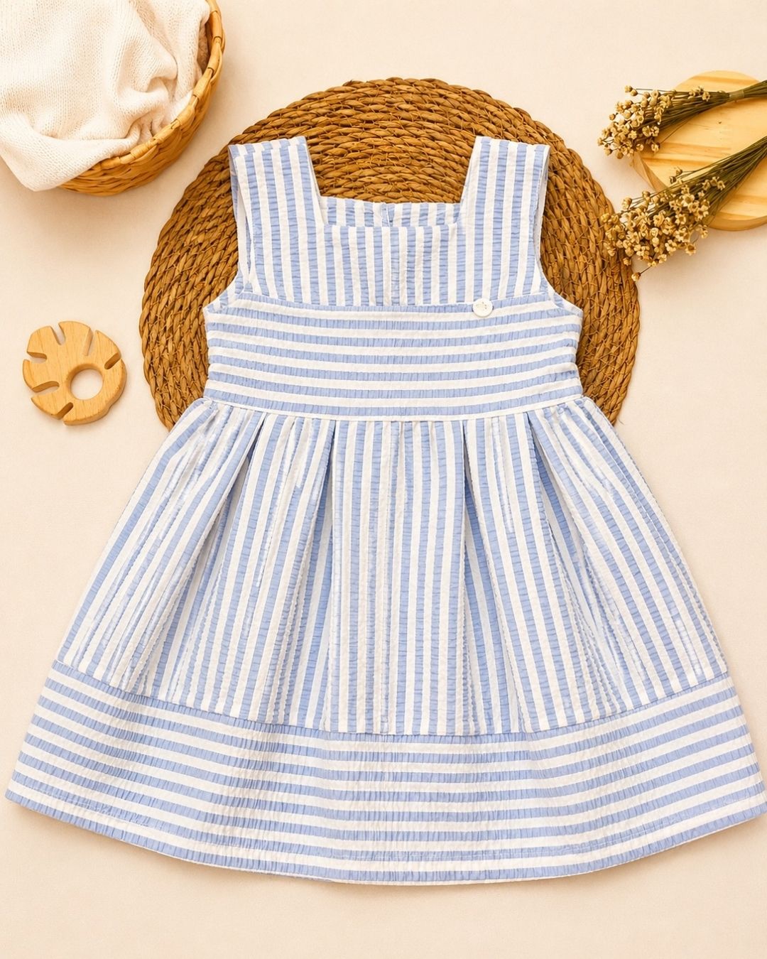 Vestido Infantil Listrado Com Alças Largas