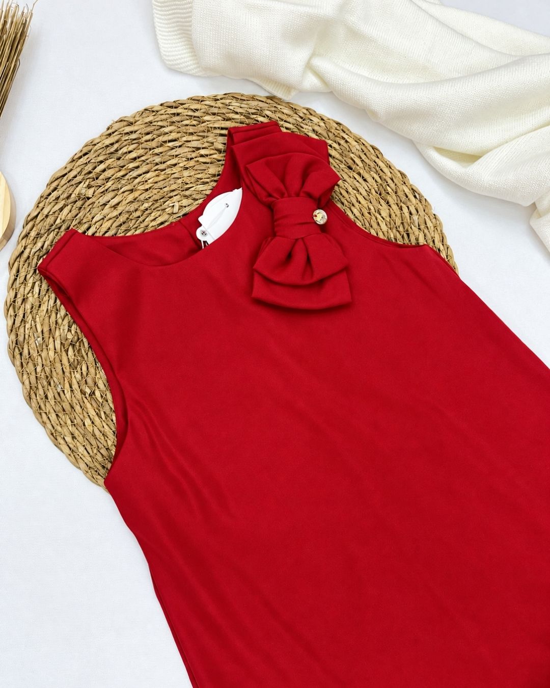 Vestido Infantil Vermelho Com Laço E Babado
