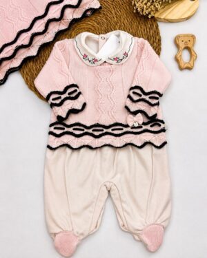 Saída Maternidade Tricô Rosa Valentina Infantil