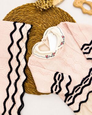Saída Maternidade Tricô Rosa Valentina Infantil