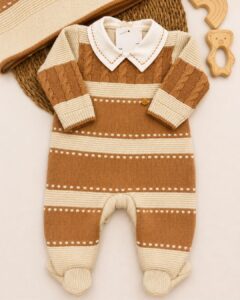 Saída Maternidade Bebê Tricot Areia Arthur