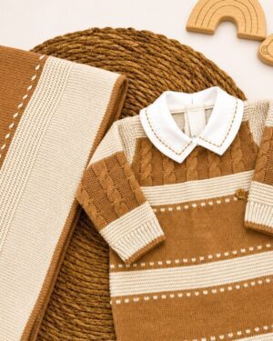 Saída Maternidade Bebê Tricot Areia Arthur Infantil