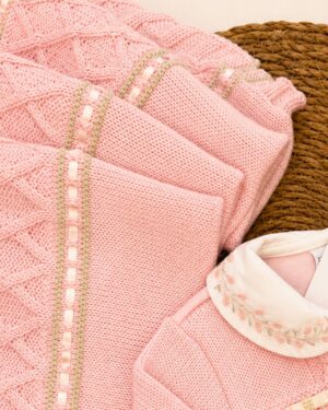 Saída Maternidade Tricô Bebê Rosa Heloiza Infantil